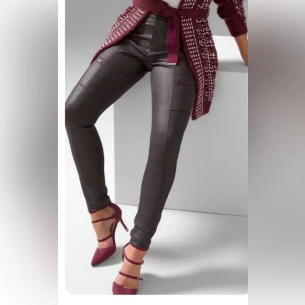 Sale! Stylish Skinny Fit Black Moto-Style Leather Pants, WHBM size 2 - Picture 1 of 16